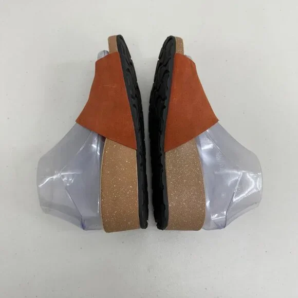 Marina Luna Suede Leather Wedge Comfort Slide Sandals Italy Made Shoes Womens 7 - Picture 5 of 8